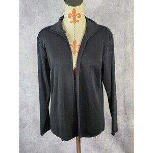 VTG Exclusively Misook Open Front Jacket Top Acrylic Black Korea Womens S EUC
